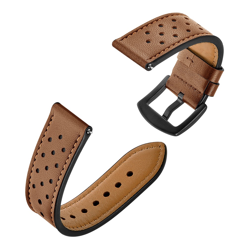 Genuine Leather with Holes Watch Band for Amazfit Bip GTS 20mm - Brown-2