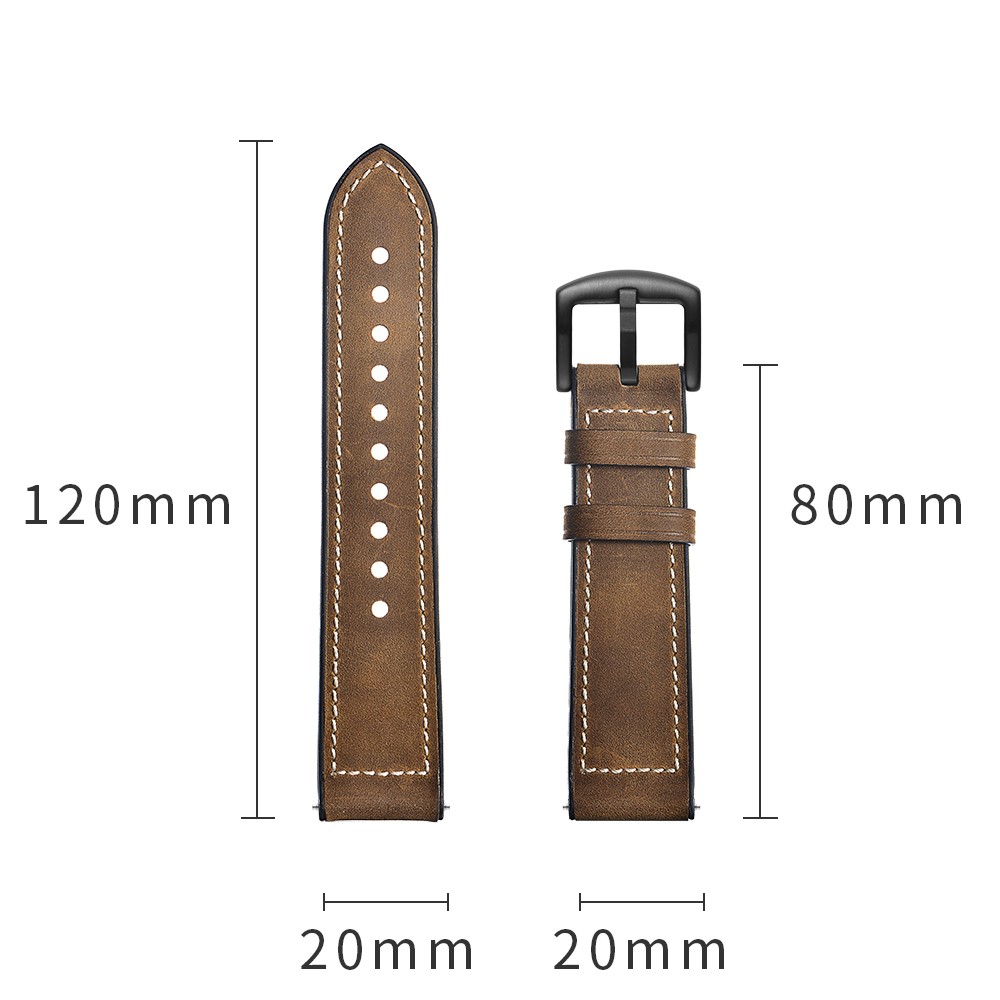 Silicone Coated Leather Smart Watch Strap Replacement for Amazfit Huami Bip GTS Youth Smart Watch - Brown-8
