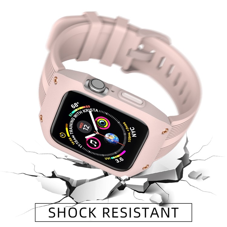 Silicone Smart Watch Strap with Case for Apple Watch Series 3/2/1 38mm - Pink-3