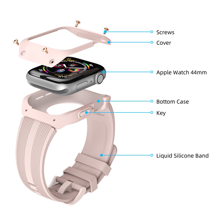 Silicone Smart Watch Strap with Case for Apple Watch Series 3/2/1 38mm - Pink-4