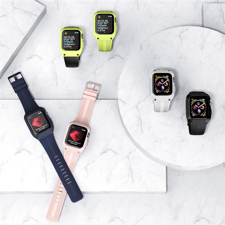 Silicone Smart Watch Strap with Case for Apple Watch Series 3/2/1 38mm - Pink-7