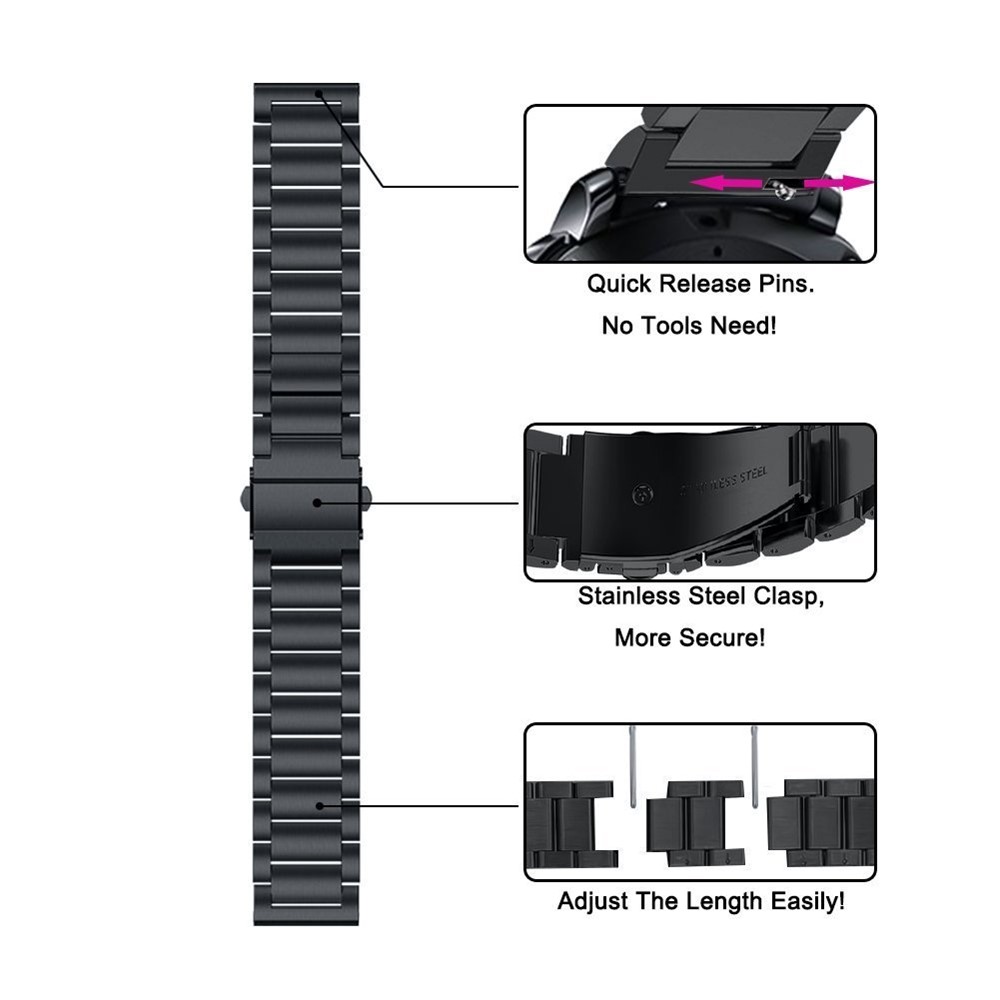 22cm Stainless Steel Watch Band for Fossil Q Marshal gen2/Fossil Gen 4 Q Explorist HR/Fossil Gen 3 Q Explorist-5