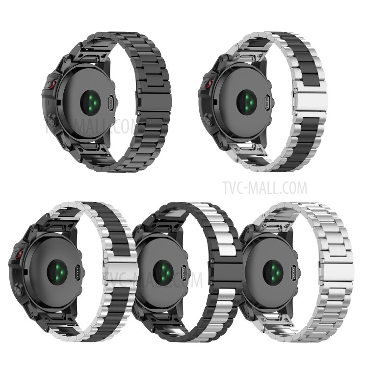 Stainless Steel Watch Band Strap with Installing Tools for Garmin Fenix 6X/5X/3 HR - Black/Silver-11