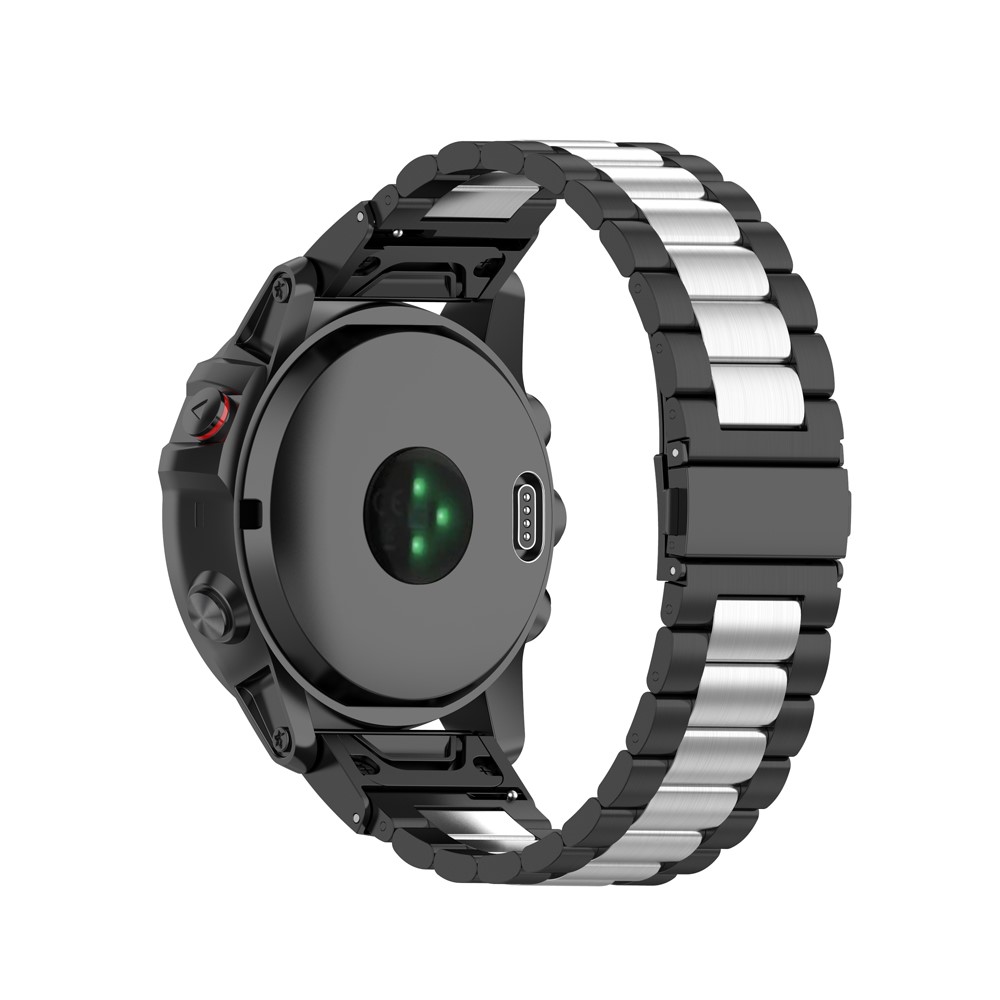 Per Garmin Fenix ​​6x / 5x / 3 HR In Acciaio Inox Cinturino In Acciaio Inox Doppio Cinturino Da Polso A Doppio Colore - Argento Nero