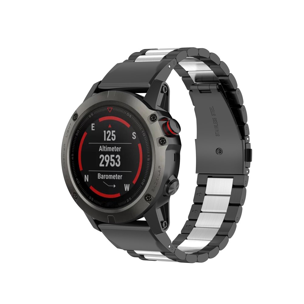 Stainless Steel Watch Band Strap with Installing Tools for Garmin Fenix 6X/5X/3 HR - Black/Silver-4