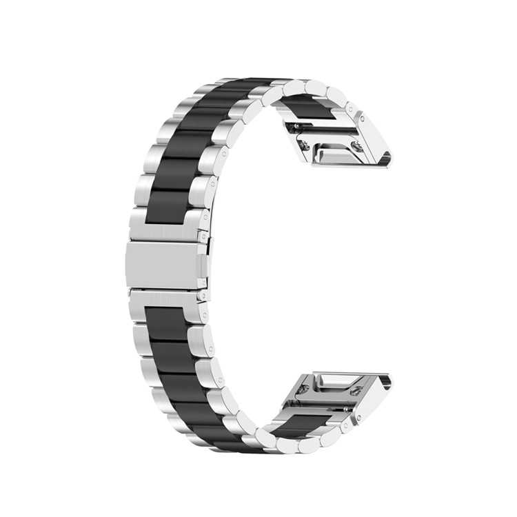 Stainless Steel Watch Band Strap with Installing Tools for Garmin Fenix 6X/5X/3 HR - Silver/Black/Silver-1