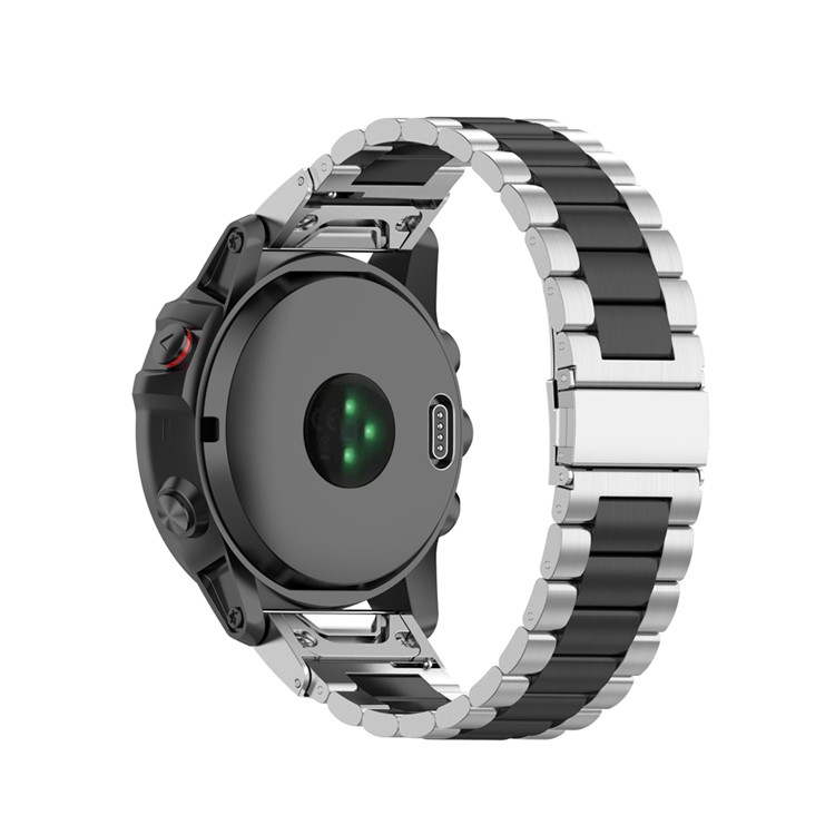 Stainless Steel Watch Band Strap with Installing Tools for Garmin Fenix 6X/5X/3 HR - Silver/Black/Silver-4