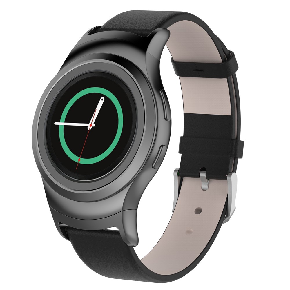 Reemplazo de Correa de Reloj Inteligente de Cuero Para Samsung Gear S2 R720 R730 Smart Watch - Negro-2