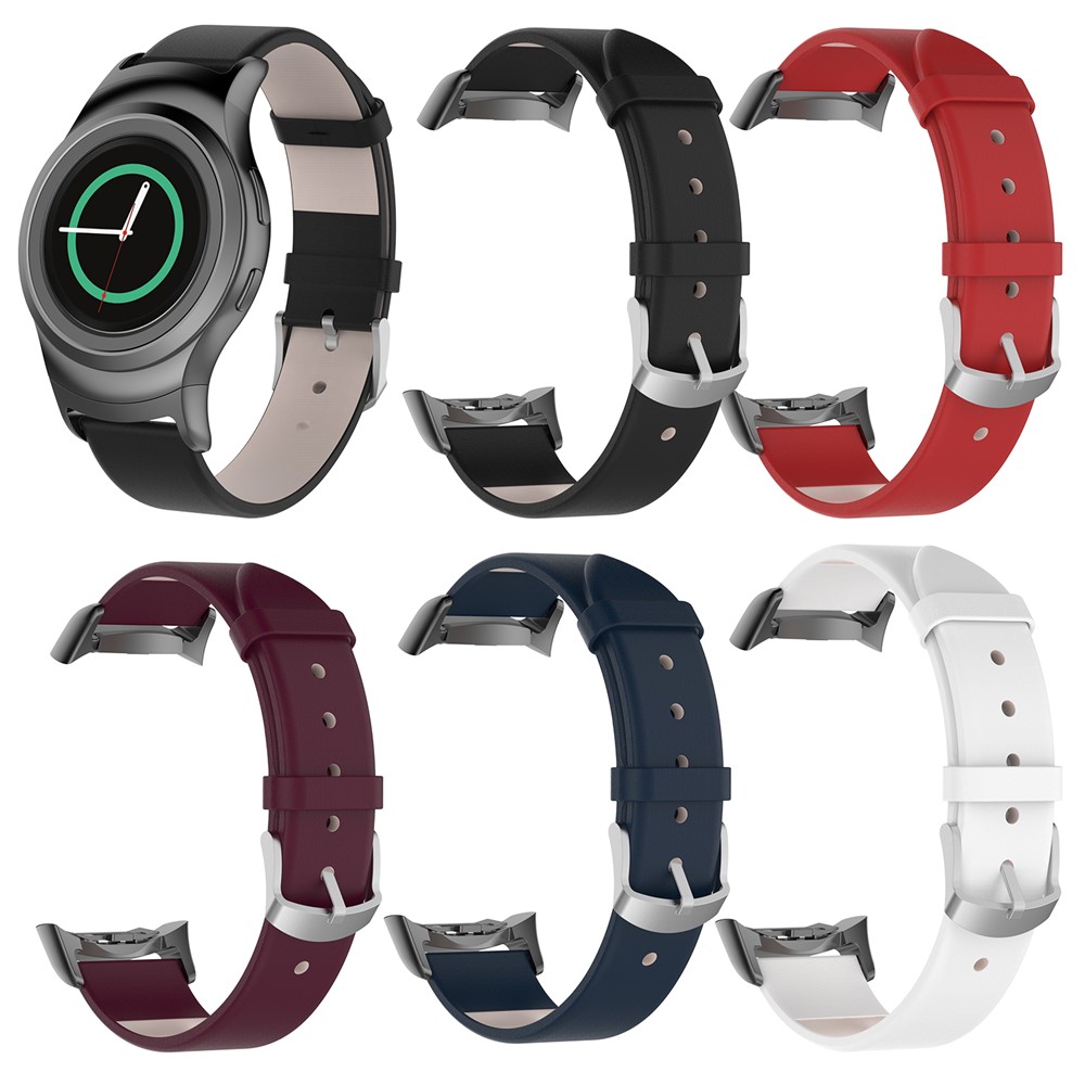 Relógio Inteligente de Couro Substituição de Cinta Para Samsung Gear S2 R720 R730 Relógio Inteligente - Preto