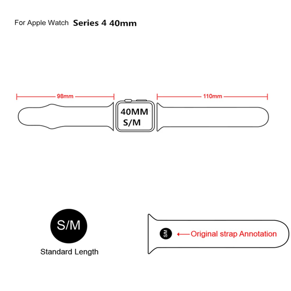 Single Color Silicone Smart Watch Band for Apple Watch Series 3 2 1 38mm /Series 5 4 40mm, Size: S/M - Black-4