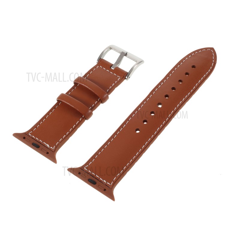 Mutural Vera E Propria Sostituzione Di Cinturino Dell'orologio In Pelle Per La Serie Di Orologi Apple 5/4 44mm / Serie 3/2/1 42 millimetri - Marrone-1