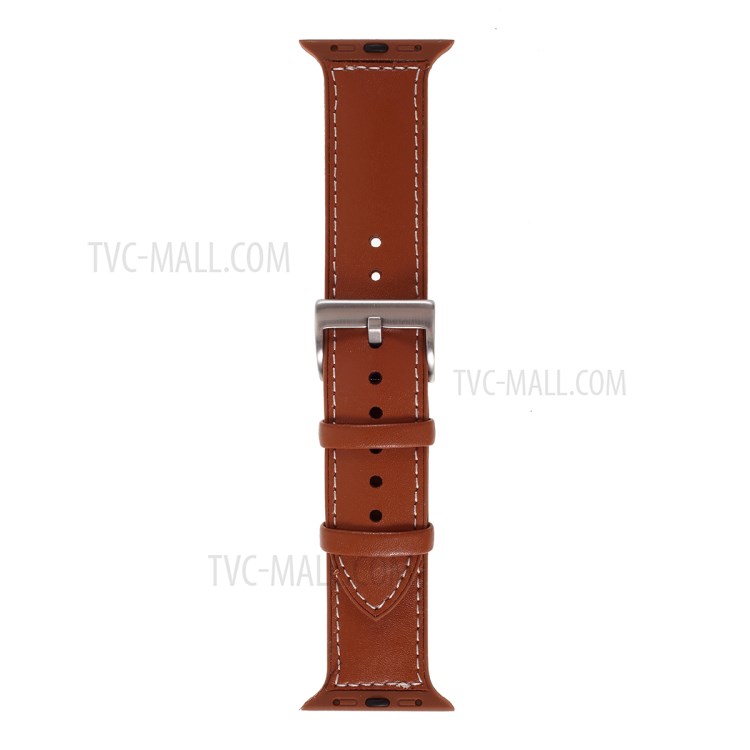 Mutural Vera E Propria Sostituzione Di Cinturino Dell'orologio In Pelle Per La Serie Di Orologi Apple 5/4 44mm / Serie 3/2/1 42 millimetri - Marrone-2