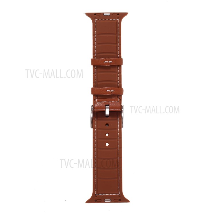 Mutural Vera E Propria Sostituzione Di Cinturino Dell'orologio In Pelle Per La Serie Di Orologi Apple 5/4 44mm / Serie 3/2/1 42 millimetri - Marrone-3