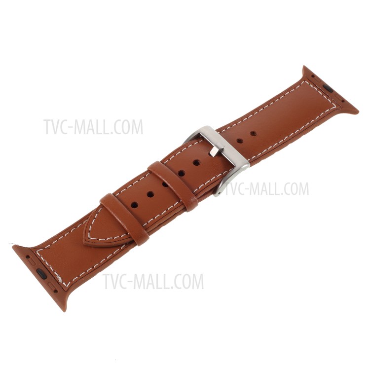 Mutural Vera E Propria Sostituzione Di Cinturino Dell'orologio In Pelle Per La Serie Di Orologi Apple 5/4 44mm / Serie 3/2/1 42 millimetri - Marrone-4