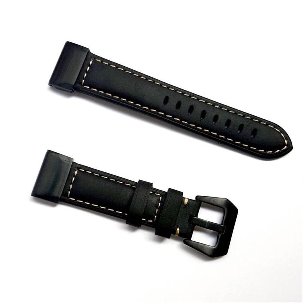 Genuine Leather Watchband Replacement Strap for Garmin MARQ Series/Fenix5/5X/5S/Forerunner945/Approach S60 - Black-2
