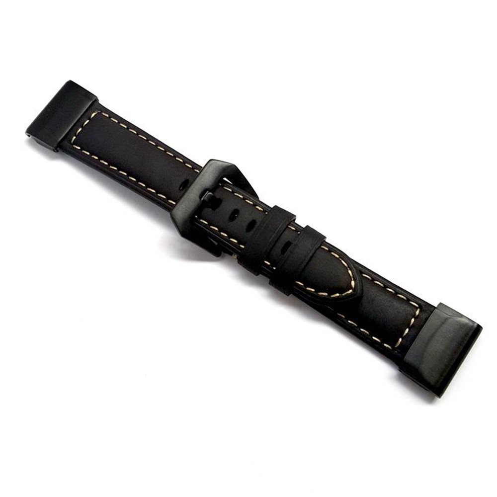Genuine Leather Watchband Replacement Strap for Garmin MARQ Series/Fenix5/5X/5S/Forerunner945/Approach S60 - Black-3