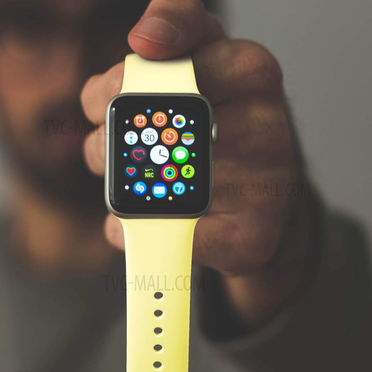 Silicone Smart Watch Strap Replacement for Apple Watch Series 1/2/3 38mm / Series 4/5/6/SE 40mm - Yellow-2