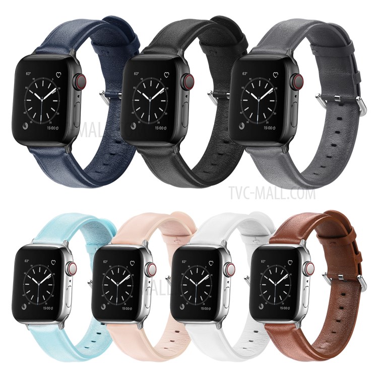 Genuine Leather Smart Watch Band for Apple Watch Series 5/4 44mm / Series 3/2/1 42mm - Black-7