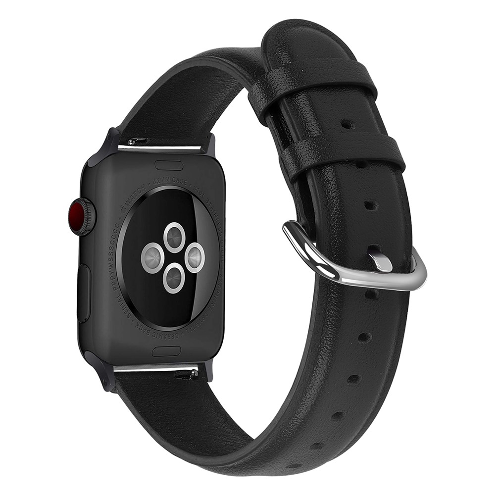 Genuine Leather Smart Watch Band for Apple Watch Series 5/4 40mm / Series 3/2/1 38mm - Black-1