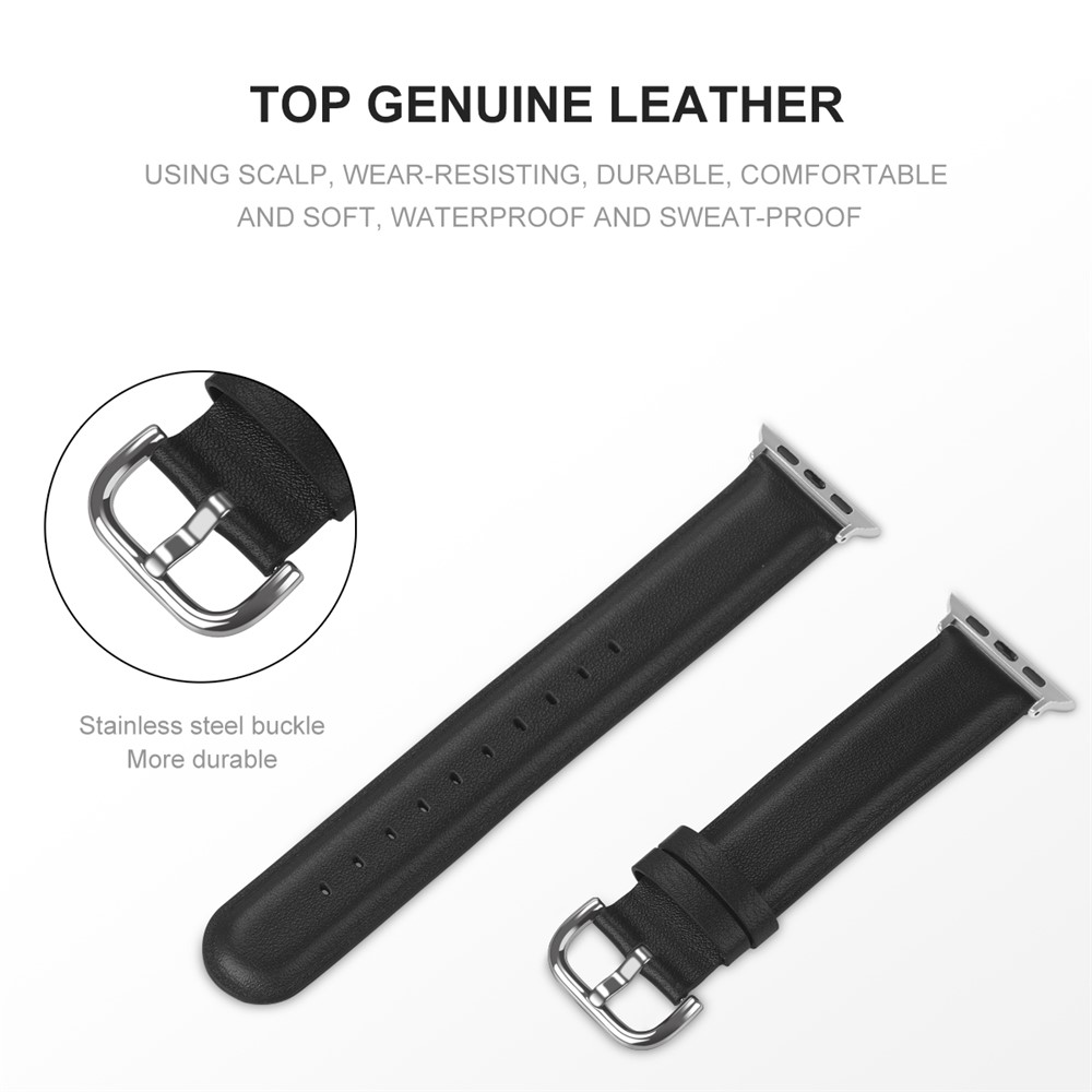 Genuine Leather Smart Watch Band for Apple Watch Series 5/4 40mm / Series 3/2/1 38mm - Black-3