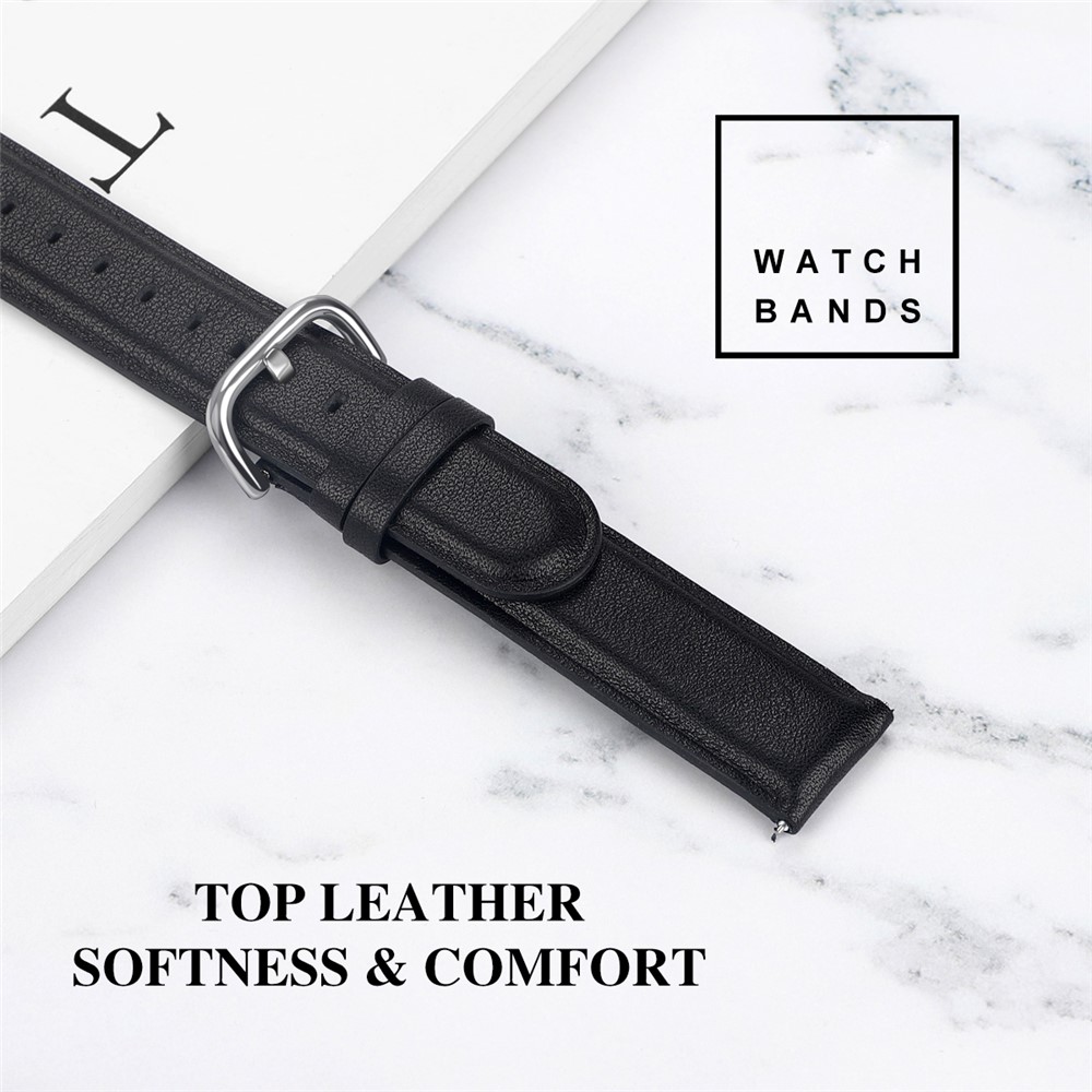 Genuine Leather Smart Watch Replacement Strap for Samsung Galaxy Watch 42mm - Black-4