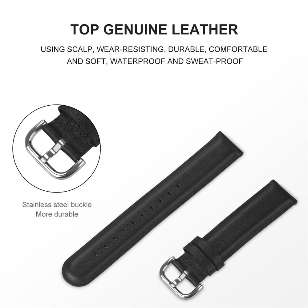 22mm Genuine Leather Smart Watch Replacement Strap for Samsung Galaxy Watch 46mm - Black-3