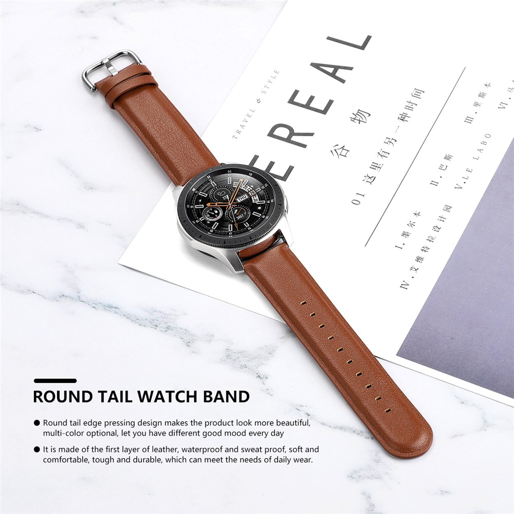 Echtes Leder Smart Bügeluhr Ersatz Für Uhr 46mm Samsung Galaxy - Braun-5
