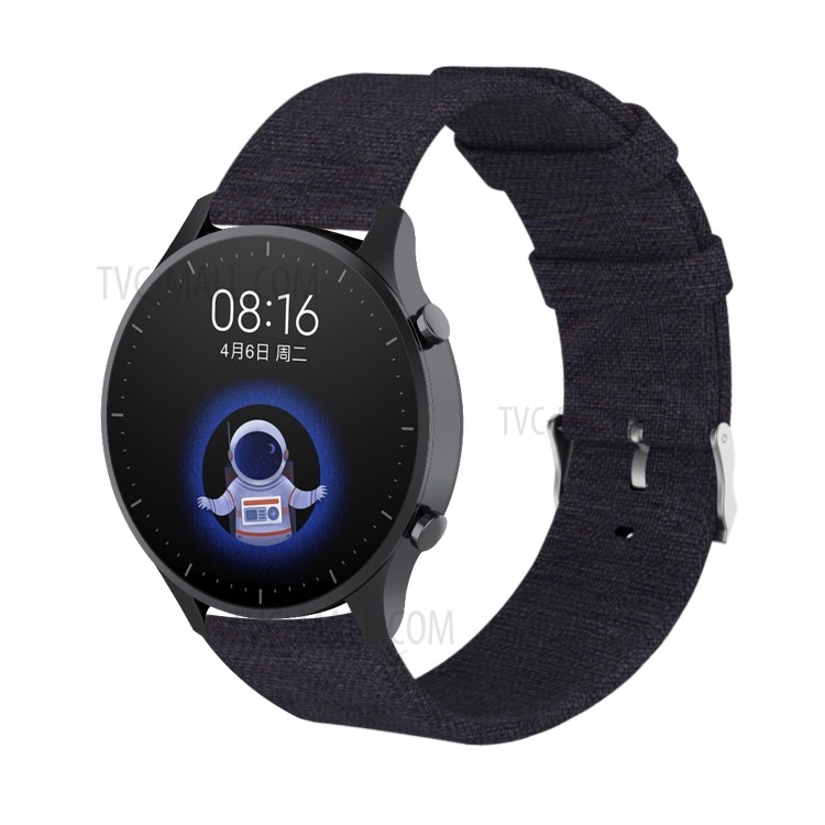 22mm Canvas Nylon Band Watch Strap Replacement for Xiaomi Watch Color - Black-2