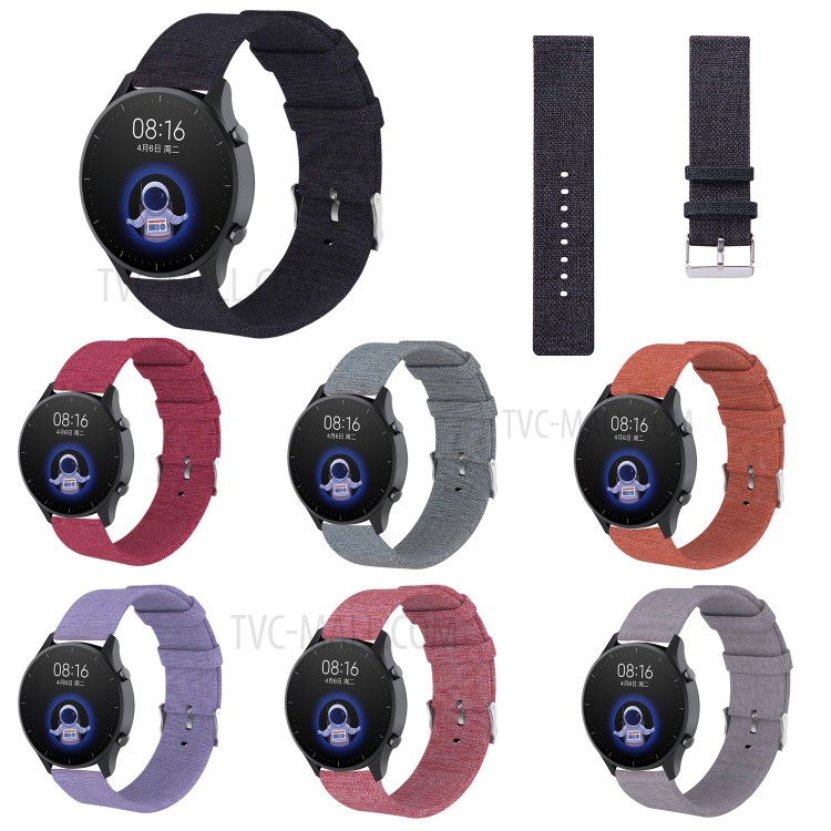 22mm Canvas Nylon Band Watch Strap Replacement for Xiaomi Watch Color - Black-5