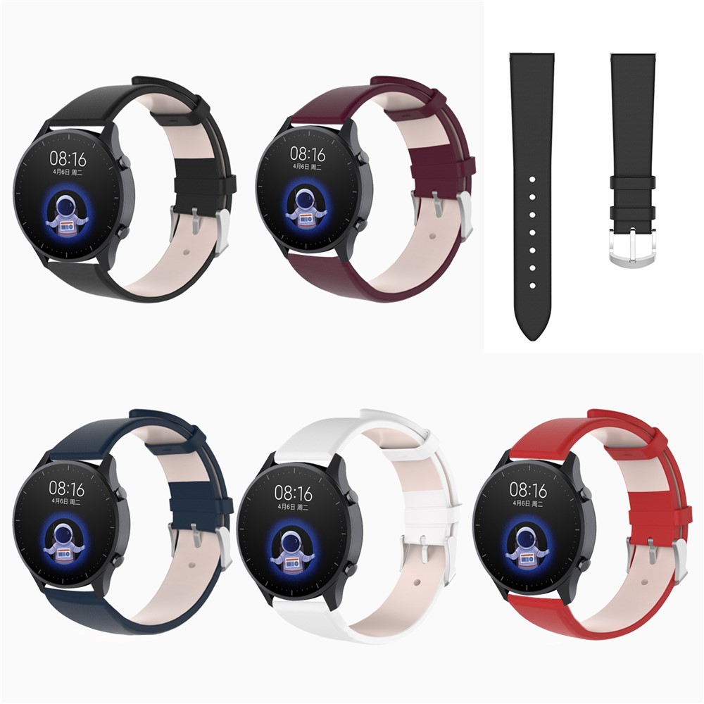 22mm Leather Watch Band Replacement Strap for Xiaomi Watch Color - Black-5