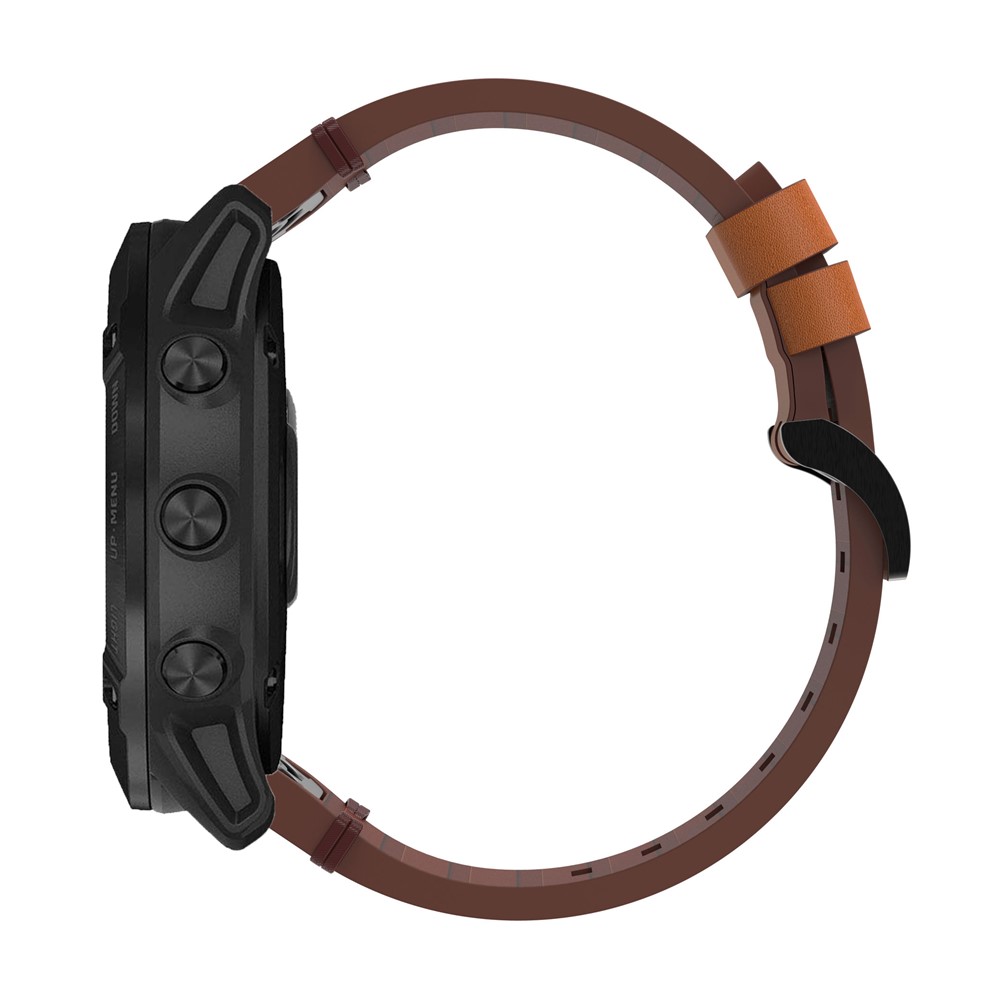 Genuine Leather Smart Watch Replacement Band for Garmin Fenix 6X - Brown-2