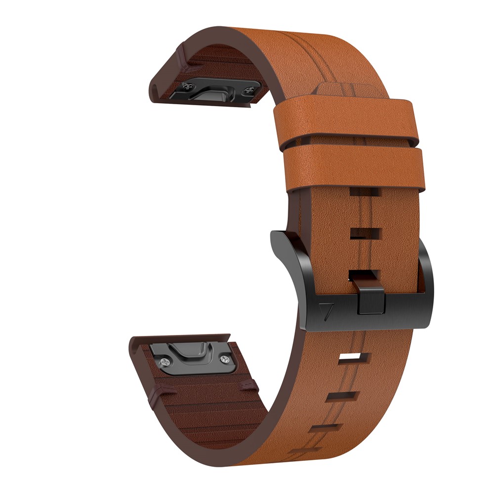Genuine Leather Smart Watch Replacement Band for Garmin Fenix 6X - Brown-4