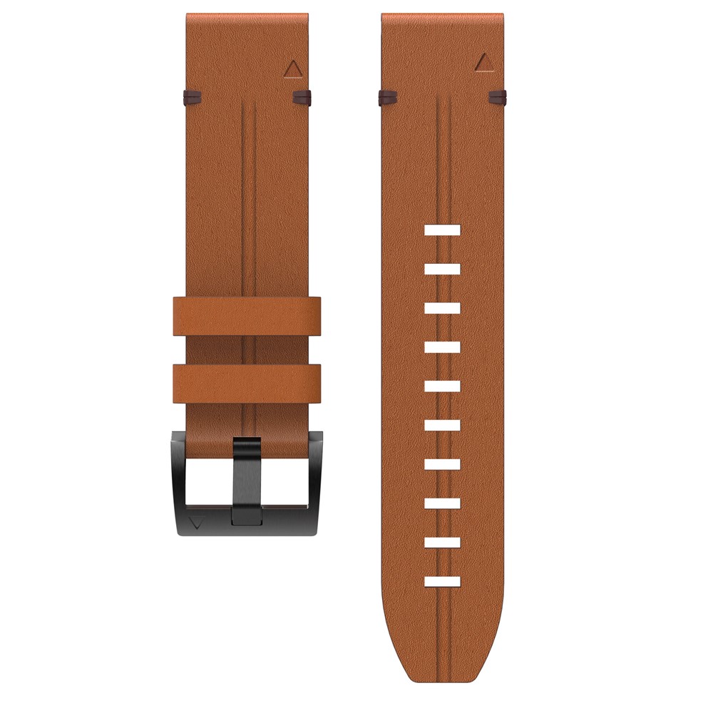 Genuine Leather Smart Watch Replacement Band for Garmin Fenix 6X - Brown-5
