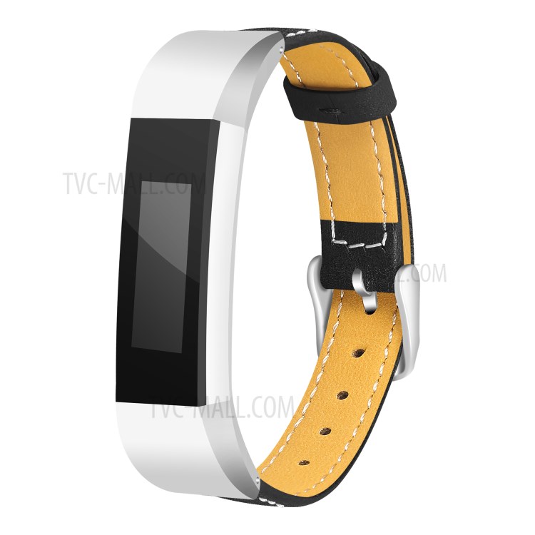 Genuine Leather Watch Band for Fitbit Alta HR - Black-2