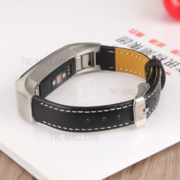 Genuine Leather Watch Band for Fitbit Alta HR - Black-4