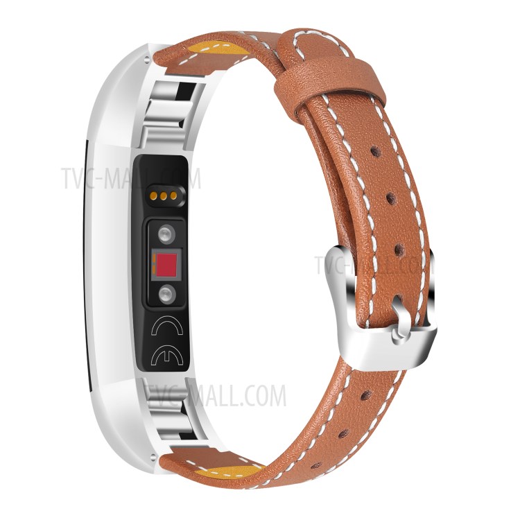 Echter Leder-Uhrenarmband Für Fitbit Alta HR - Braun-1