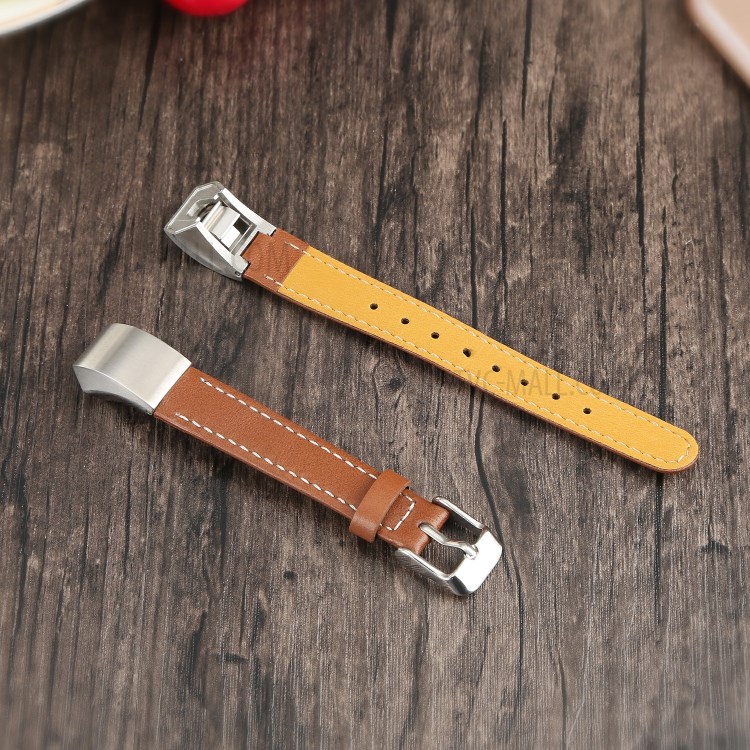 Echter Leder-Uhrenarmband Für Fitbit Alta HR - Braun-3