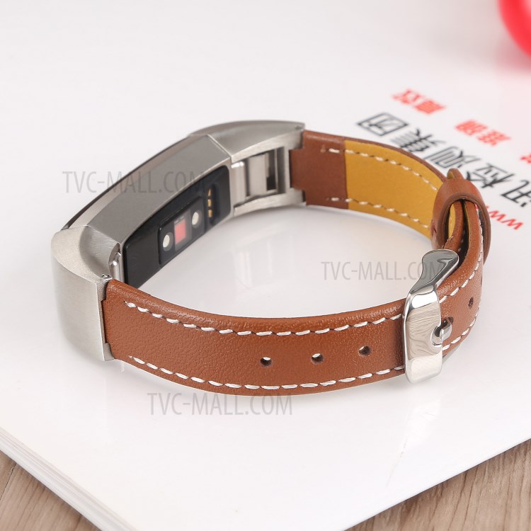 Echter Leder-Uhrenarmband Für Fitbit Alta HR - Braun-4