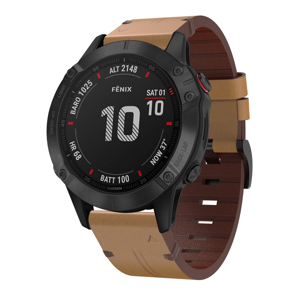 Band de Remplacement de Montre Intelligente en Cuir Authentique Pour Garmin Fenix ​​6 - Brun