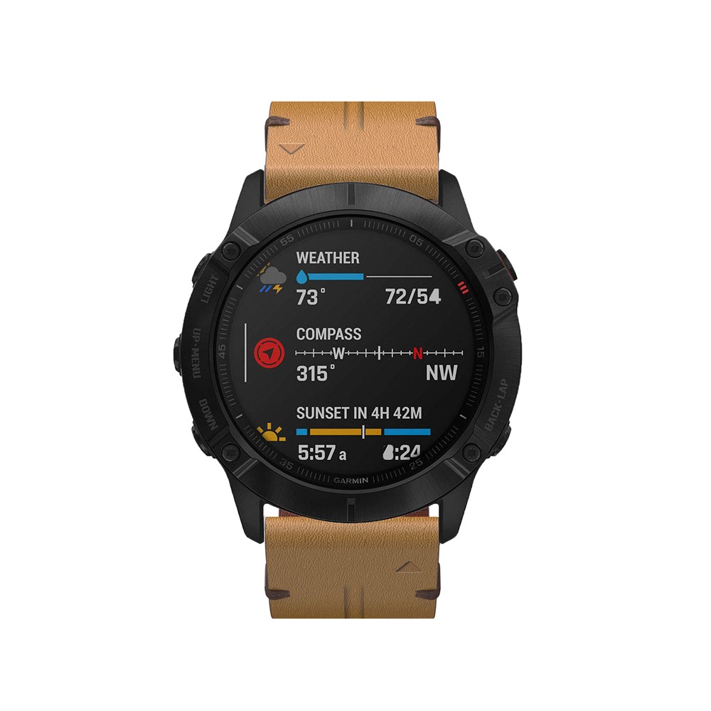 Banda de Substituição de Relógio Inteligente de Couro Genuíno Para Garmin Fenix ​​6 - Castanho-6