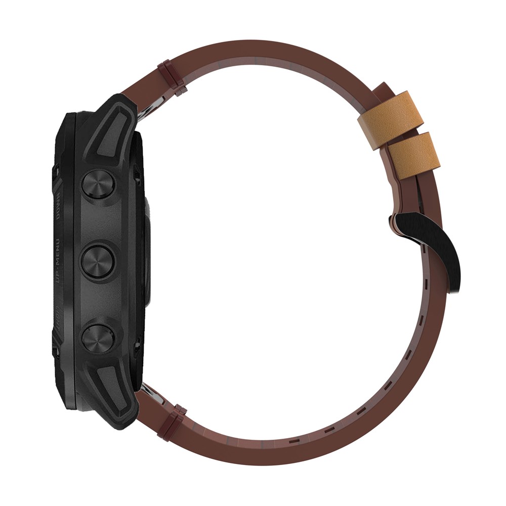 Cuir Véritable Bande Intelligente De Remplacement De La Montre Pour Garmin Fenix 6X - Marron-4
