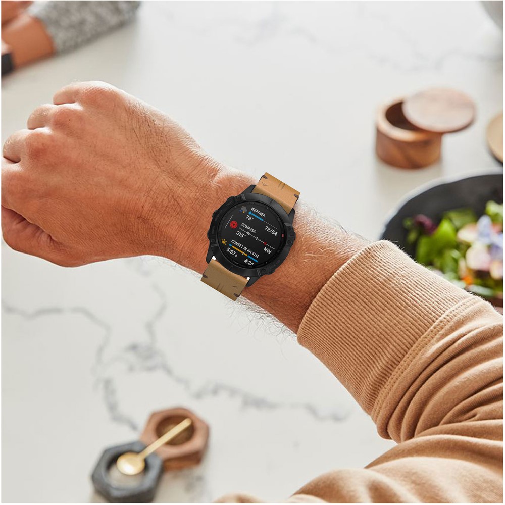 Cuir Véritable Bande Intelligente De Remplacement De La Montre Pour Garmin Fenix 6X - Marron-7