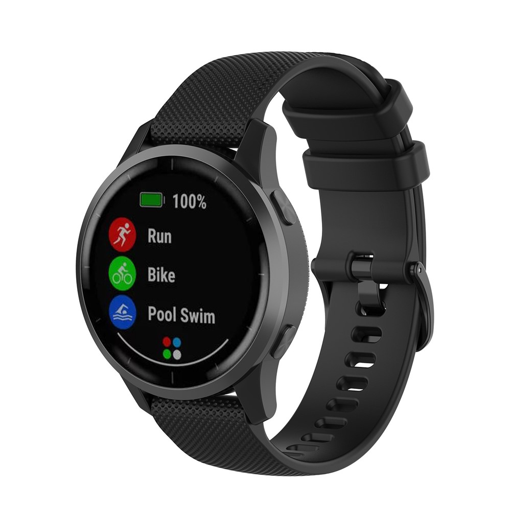 Silicone Smart Watch Replacement Strap for Garmin Vivoactive 4 - Black-2