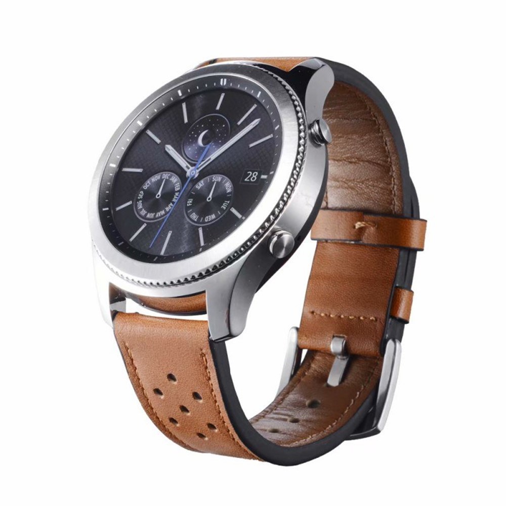 22mm Leather Strap Watch Band for Huawei Watch GT2e/GT2 46mm - Brown-2