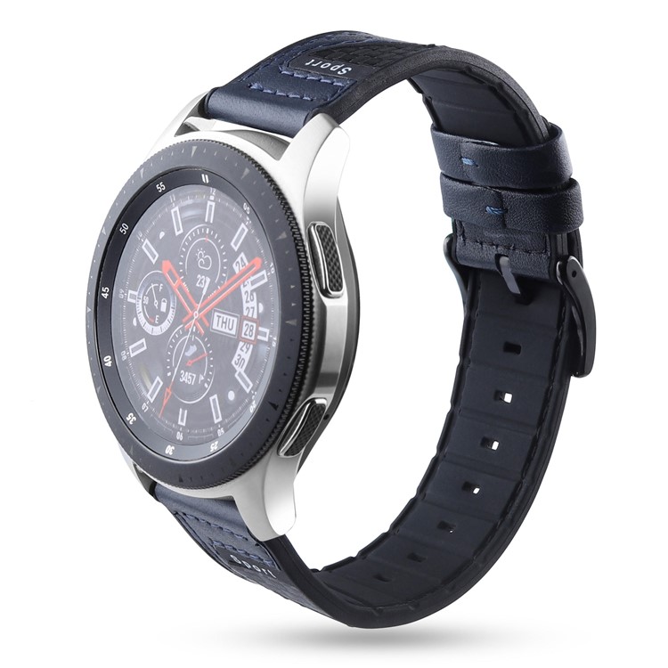 22mm Carbon Fiber Leather Coated Silicone Watch Strap for Huawei Watch GT2/Galaxy Watch 46mm etc. - Dark Blue-2