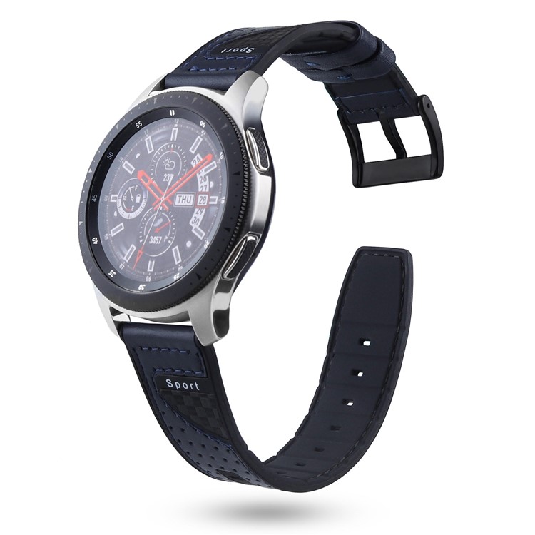 22mm Carbon Fiber Leather Coated Silicone Watch Strap for Huawei Watch GT2/Galaxy Watch 46mm etc. - Dark Blue-3