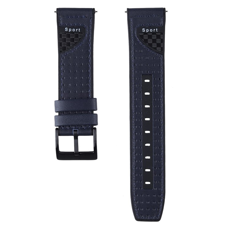 22mm Carbon Fiber Leather Coated Silicone Watch Strap for Huawei Watch GT2/Galaxy Watch 46mm etc. - Dark Blue-4