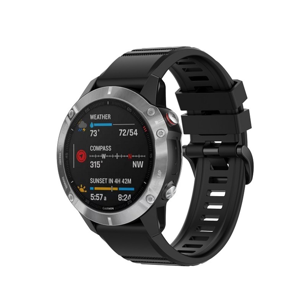 26mm Silicone Sport Watchband with Black Buckle for Garmin Fenix 6X Pro - Black-2