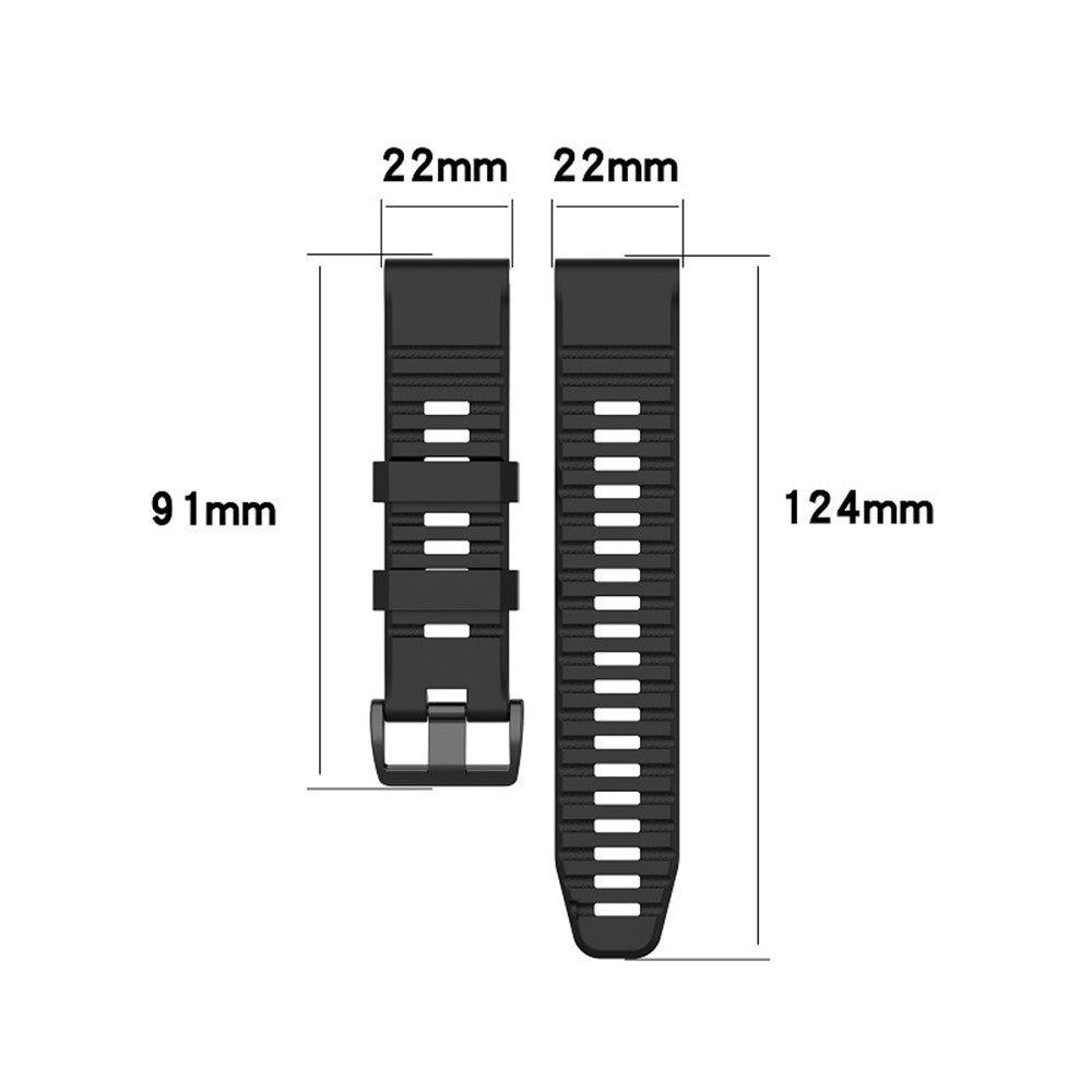 26mm Silicone Sport Watchband with Black Buckle for Garmin Fenix 6X Pro - Black-7