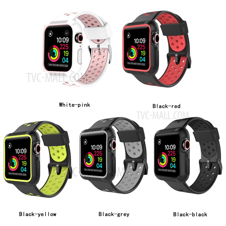 38mm Bicolor Flexible Silicone Watch Strap for Apple Watch Series 5 4 40mm / 3 2 1 38mm - All Black-10